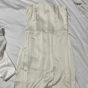 Ivory Strapless Satin Maxi